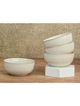 BODHI HOUSE - Spanish White Chip Resistance 4 Pieces Dinner Bowl, Microwave and Dishwasher Safe