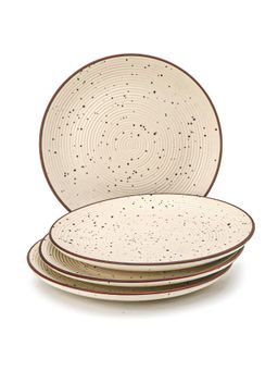 BODHI HOUSE - Beige Handcrafted 4 Pieces Dinner Plates, Microwave and Dishwasher Safe