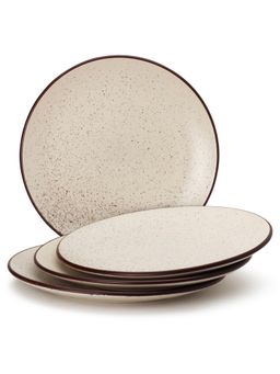 BODHI HOUSE - Beige Speckled Handcrafted 4 Pieces Dinner Plates, Microwave and Dishwasher Safe
