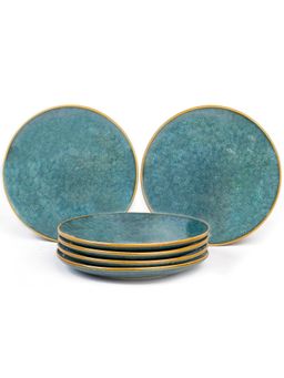 BODHI HOUSE - Ocean Green Reactive Glaze 6 Pieces Dinner Plates, Microwave and Dishwasher Safe