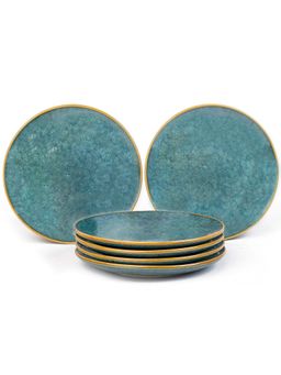 BODHI HOUSE - Ocean Green Reactive Glaze 6 Pieces Small Plates, Microwave and Dishwasher Safe