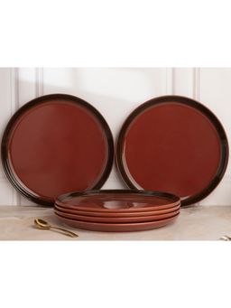 BODHI HOUSE - Deep Red Chip Resistance 6 Pieces Dinner Plates, Microwave and Dishwasher Safe