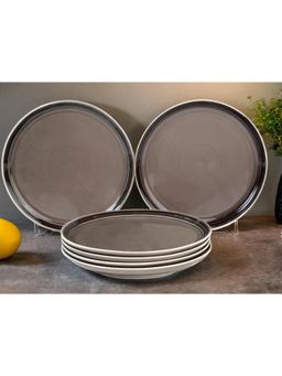 BODHI HOUSE - Smoke Grey Chip Resistance 6 Pieces Dinner Plates, Microwave and Dishwasher Safe