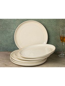 BODHI HOUSE - Spanish White Chip Resistance 6 Pieces Dinner Plates, Microwave and Dishwasher Safe