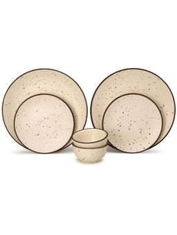 BODHI HOUSE - Beige Handcrafted 6 Pieces Dinner Set, Microwave and Dishwasher Safe