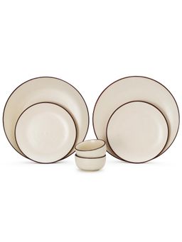 BODHI HOUSE - Off White Handcrafted 6 Pieces Dinner Set, Microwave and Dishwasher Safe