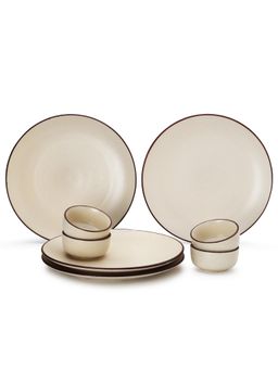 BODHI HOUSE - Off White Handcrafted 8 Pieces Dinner Set, Microwave and Dishwasher Safe