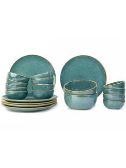BODHI HOUSE - Ocean Green Reactive Glaze 20 Pieces Dinner Set, Microwave and Dishwasher Safe