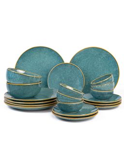 BODHI HOUSE - Ocean Green Reactive Glaze 20 Pieces Dinner Set, Microwave and Dishwasher Safe
