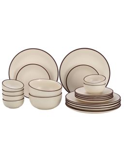 BODHI HOUSE - Off White Handcrafted 20 Pieces Dinner Set, Microwave and Dishwasher Safe
