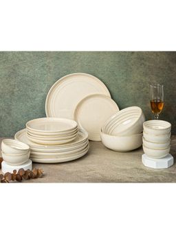 BODHI HOUSE - Spanish White Chip Resistance 20 Pieces Dinner Set, Microwave and Dishwasher Safe