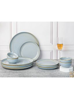 BODHI HOUSE - Arctic Blue Chip Resistance 12 Pieces Dinner Set, Microwave and Dishwasher Safe