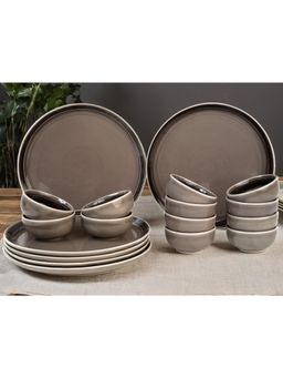 BODHI HOUSE - Smoke Grey Chip Resistance 18 Pieces Dinner Set, Microwave and Dishwasher Safe