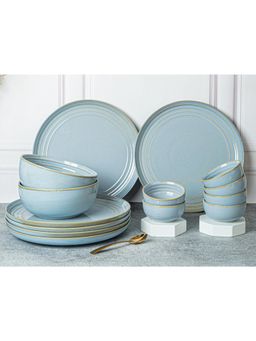 BODHI HOUSE - Arctic Blue Chip Resistance 14 Pieces Dinner Set, Microwave and Dishwasher Safe