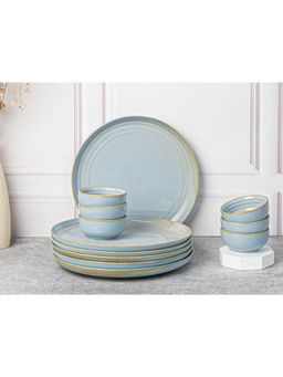 BODHI HOUSE - Arctic Blue Chip Resistance 12 Pieces Dinner Set, Microwave and Dishwasher Safe