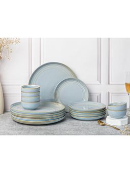 BODHI HOUSE - Arctic Blue Chip Resistance 18 Pieces Dinner Set, Microwave and Dishwasher Safe