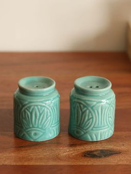Unravel India - Mandala Embossed Handcrafted Ceramic Salt & Pepper Shaker