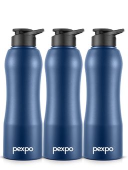 Pexpo - Bistro Denim Blue Stainless Steel Fridge Bottle/Sipper - 750Ml (Pack of 3)