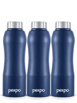Pexpo - Bistro Denim Blue Stainless Steel Fridge Bottle - 750Ml (Pack of 3)