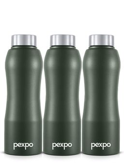 Pexpo - Bistro Military Green Stainless Steel Fridge Bottle - 750Ml (Pack of 3)