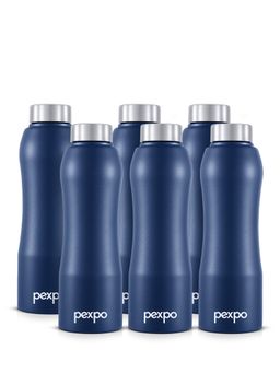 Pexpo - Bistro Denim Blue Stainless Steel Fridge Bottle - 1000Ml (Pack of 6)
