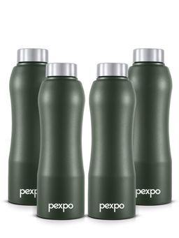 Pexpo - Bistro Military Green Stainless Steel Fridge Bottle - 1000Ml (Pack of 4)
