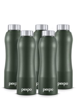 Pexpo - Bistro Military Green Stainless Steel Fridge Bottle - 1000Ml (Pack of 5)