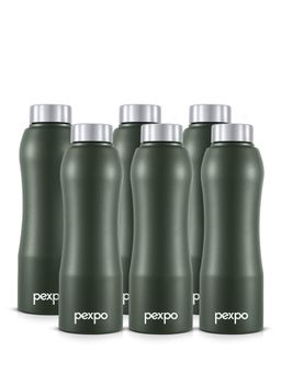 Pexpo - Bistro Military Green Stainless Steel Fridge Bottle - 1000Ml (Pack of 6)