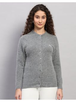 Monte Carlo - Women Regular Fit Winter Grey Cardigan
