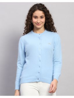 Monte Carlo - Women Regular Fit Winter Blue Cardigan