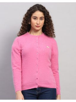 Monte Carlo - Women Regular Fit Winter Pink Cardigan