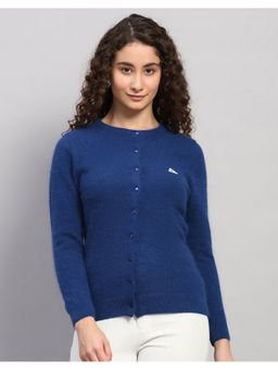 Monte Carlo - Women Regular Fit Winter Blue Cardigan