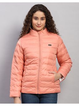 Rock.it - Women Regular Fit Solid Coral Winter Reversible Jacket