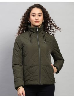 Monte Carlo - Women Regular Fit Solid Olive Winter Jacket