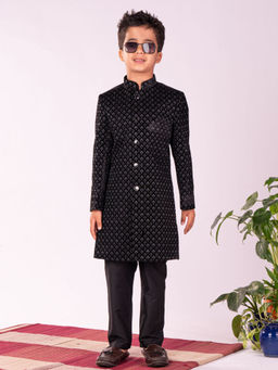 Vastramay - Boys Black Sherwani with Pant (Set of 2)
