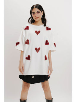 FREAKINS - Heart Eyes For You White Oversized T-shirt