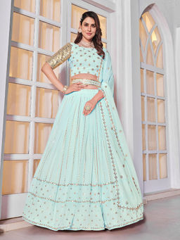 Odette - Classy Blue Georgette Semi-stitched Lehenga Choli