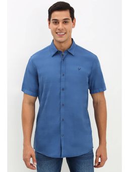 Allen Solly - Mens Blue Regular Stripe Half Sleeves Casual Shirts