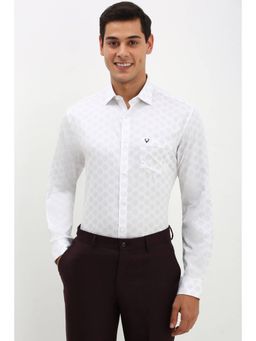 Allen Solly - Mens White Slim Fit Print Full Sleeves Formal Shirt