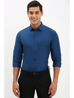 Allen Solly - Mens Blue Slim Fit Solid Full Sleeves Formal Shirt