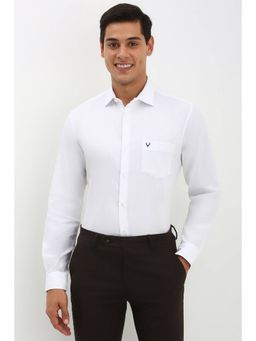 Allen Solly - Mens White Slim Fit Solid Full Sleeves Formal Shirt
