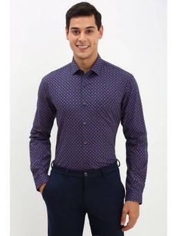 Allen Solly - Mens Purple Slim Fit Print Full Sleeves Formal Shirt