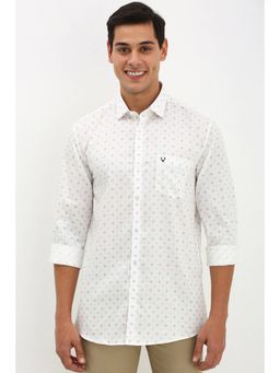 Allen Solly - Mens White Slim Fit Print Full Sleeves Casual Shirts
