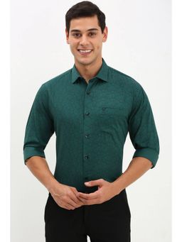 Allen Solly - Mens Green Slim Fit Print Full Sleeves Formal Shirt
