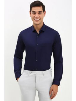 Allen Solly - Mens Navy Slim Fit Solid Full Sleeves Formal Shirt