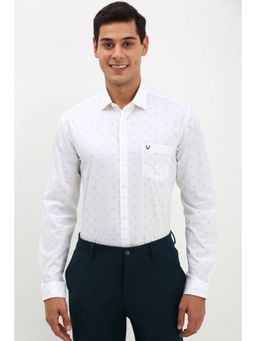 Allen Solly - Mens White Slim Fit Print Full Sleeves Formal Shirt
