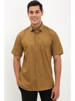 Allen Solly - Mens Brown Slim Print Half Sleeves Casual Shirts
