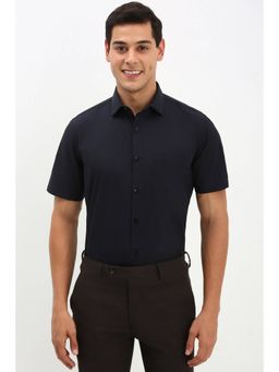 Allen Solly - Mens Navy Slim Solid Half Sleeves Formal Shirt