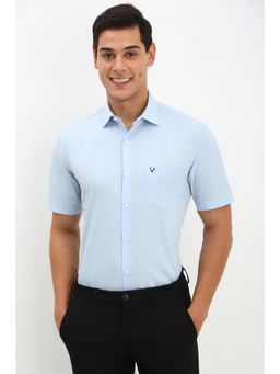 Allen Solly - Mens Blue Slim Solid Half Sleeves Formal Shirt