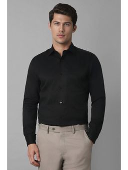 Louis Philippe - Mens Black Classic Fit Solid Full Sleeves Formal Shirt